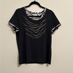 Chico’s Woman’s Black Top with Gold Embellishments